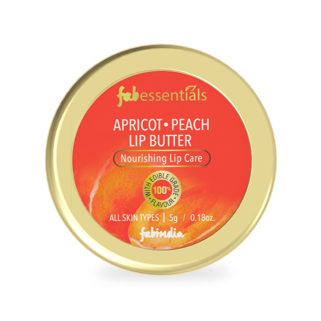 Fabessentials Apricot Peach Lip Butter | infused with Shea Butter | with 100% Edible Grade Flavour & No Artificial Fragrance | for Instant Light Weight Lip Moisturisation - 5 gm