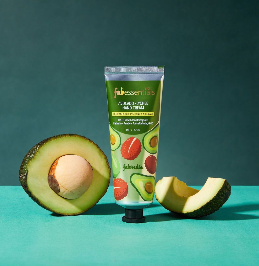 Fabessentials Avacado Lychee Hand Cream | with the Goodness of Vitamin E | Deep Moisturising Hand & Nail Care | Moisturises & makes Hands Soft & Supple - 50 gm