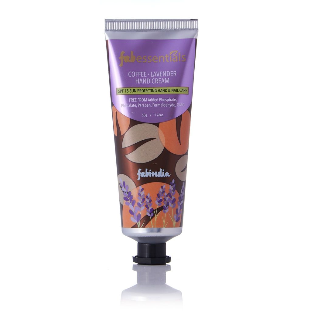 Fabessentials Coffee Lavender Hand Cream - SPF 15 | with the Goodness of Shea Butter | Protects from Premature Ageing Affects Caused by Sun Exposure | Moisturises & Nourishes Hand & Nail Cuticles - 50 gm