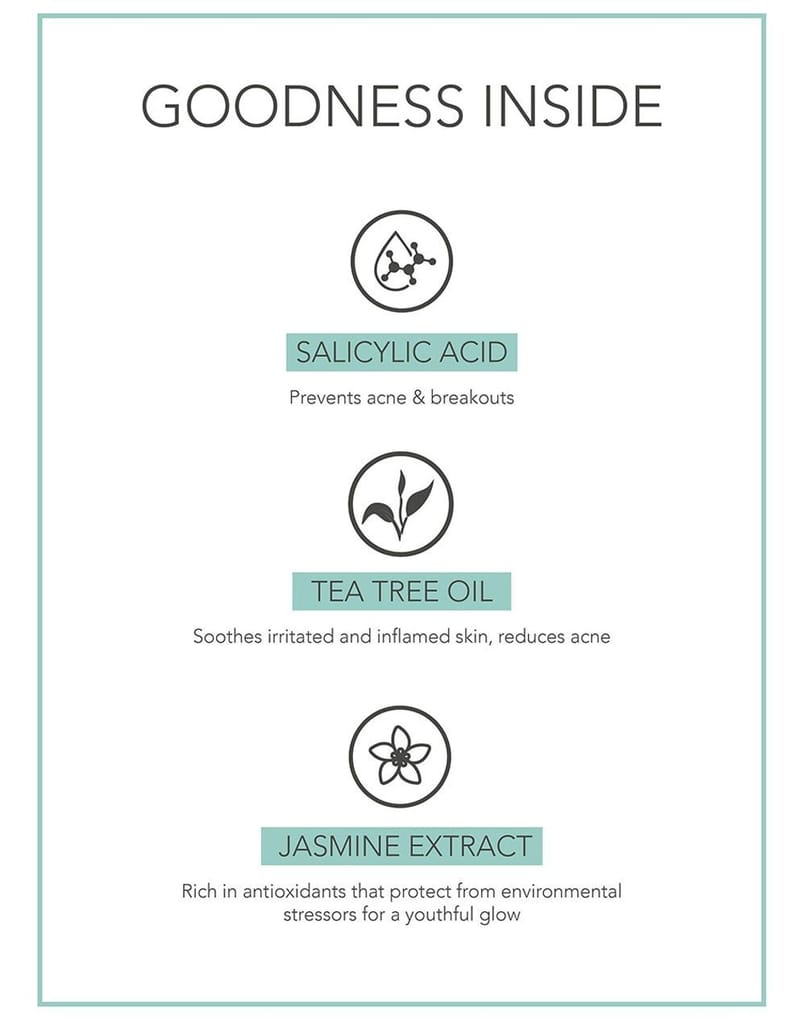 Fabessentials Jasmine Tea Tree Face Wash | enriched with Salicylic Acid | Calming & Anti-Blemish Daily Cleanser | Reduces Excessive Oiliness, Sebum & Impurities | for Normal to Oily Skin - 100 ml