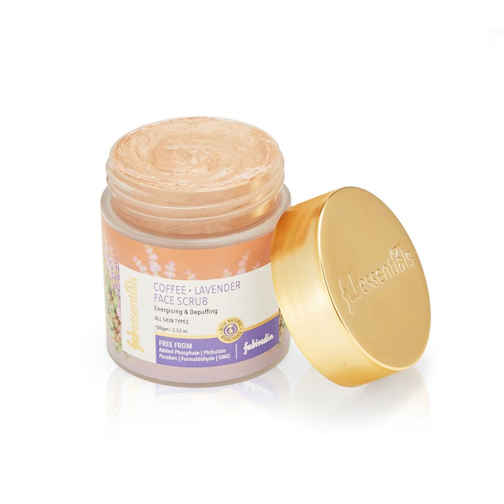 Fabessentials Coffee Lavender Face Scrub | with Walnut Shells | Mild Exoliator that Detoxifies Pores, Remove Dirt from Debris and Reduces Blemishes | Doesn't Strip Away Moisture & Keeps Skin Hydrated & Glowing - 100 gm