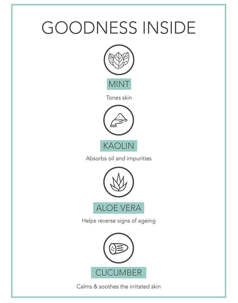 Fabessentials Aloe Vera Cucumber Mint Face Mask | with Kaolin & Lotus extract | combats Dryness & Redness | Hydrating, Cooling, Calming & Refreshing - 100 gm