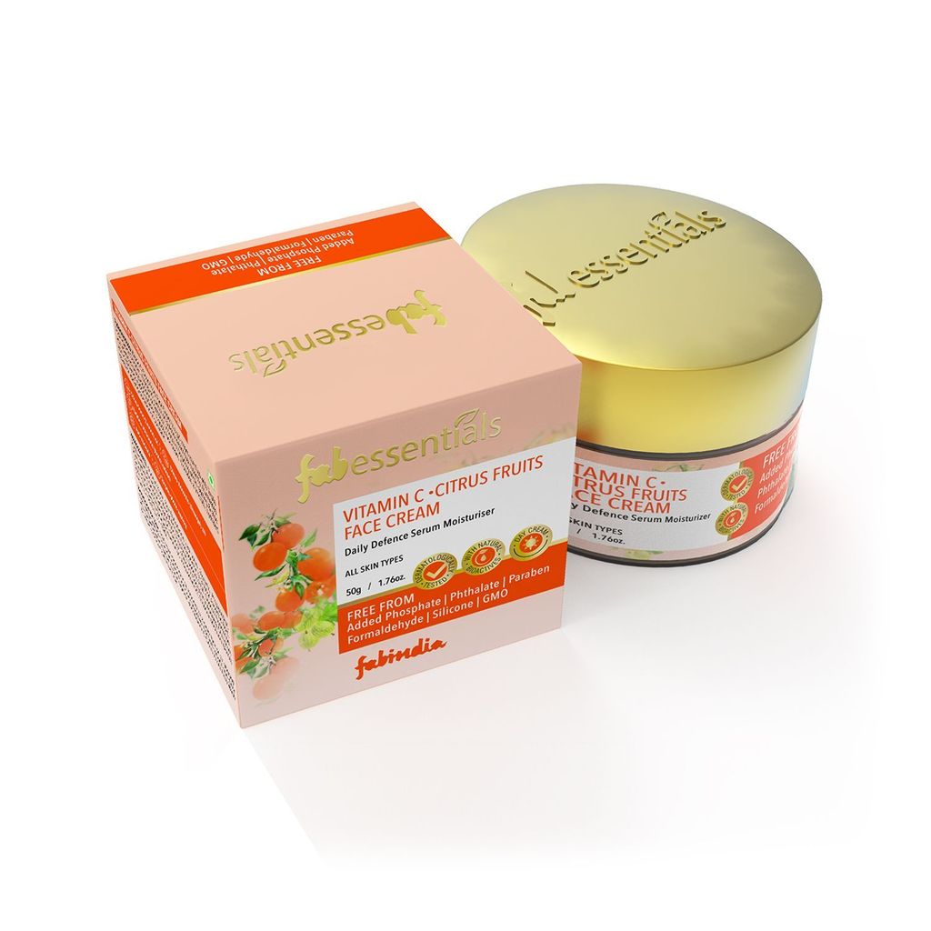 Fabessentials Vitamin C Face Cream | with Aloe Vera Juice, Allantoin & Kokum Seed Butter | Daily Defence Serum Moisturiser for Instant Hydration & Illuminating Skin | Targets Photo-Ageing & Gives Youthful Radiance - 50 gm