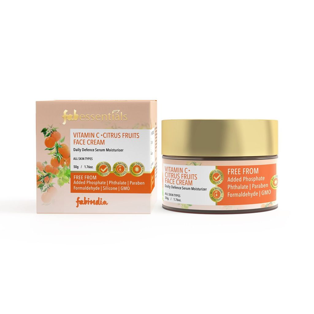 Fabessentials Vitamin C Face Cream | with Aloe Vera Juice, Allantoin & Kokum Seed Butter | Daily Defence Serum Moisturiser for Instant Hydration & Illuminating Skin | Targets Photo-Ageing & Gives Youthful Radiance - 50 gm
