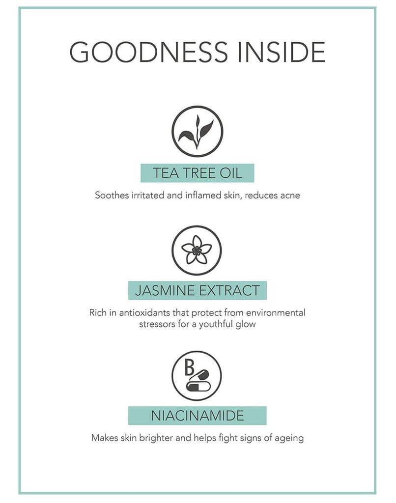 Fabessentials Jasmine Tea Tree Face Cream | with the Goodness of Niacinamide & Citronellol | 3-in-1 Day-Night-Mask-in-Cream | Combat the Appearance of Blemishes, Acne and Breakouts - 50 gm