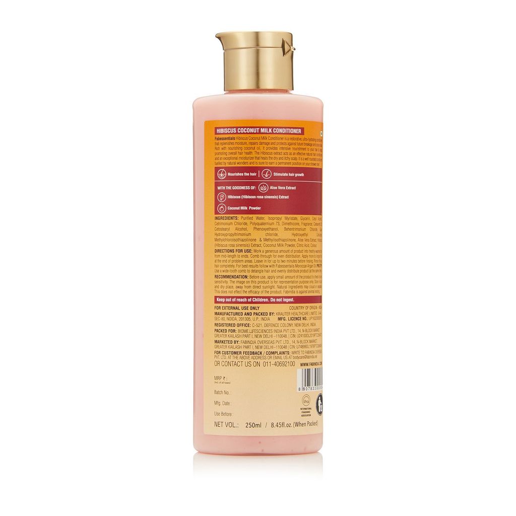 Fabessentials Hibiscus Coconut Milk Conditioner | infused with Natural Bioactives | Intense Nourishment Hair, Moist - 250 ml