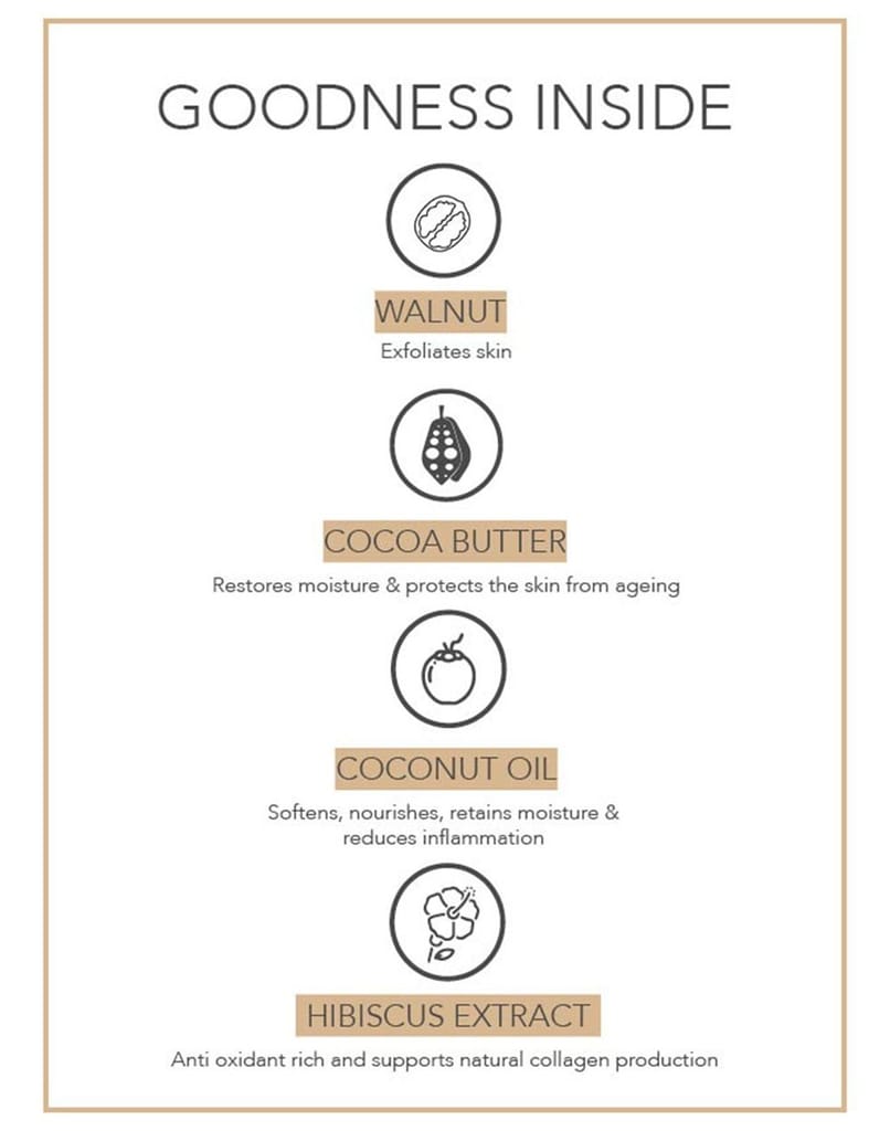 Fabessentials Coconut Hibiscus Cocoa Butter Exfoliating Body Wash | with the Goodness of Wheatgerm Oil, Walnut Granules, Cocoa Butter & Vitamin E | for Soft Skin - 250 ml