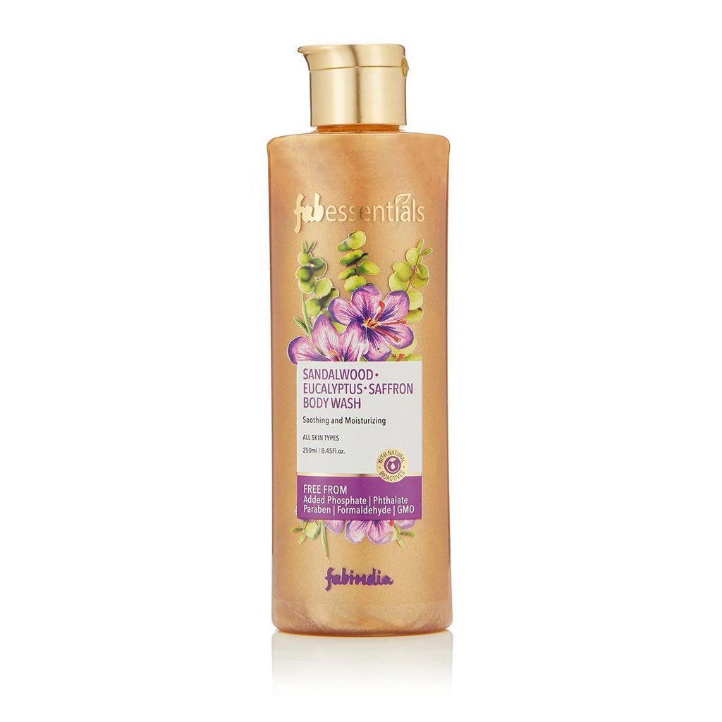 Fabessentials Sandalwood Eucalyptus Saffron Body Wash | with Cocoa Seed Butter | for Cleansing, Soothing & Moisturising Skin - 250 ml