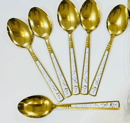 Icecream/Dessert Gold Spoon Set, Gold - Set of 6