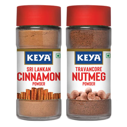 KEYA Combo of Cinnamon Powder 51gm, Nutmeg Powder 65gm, Pack 2