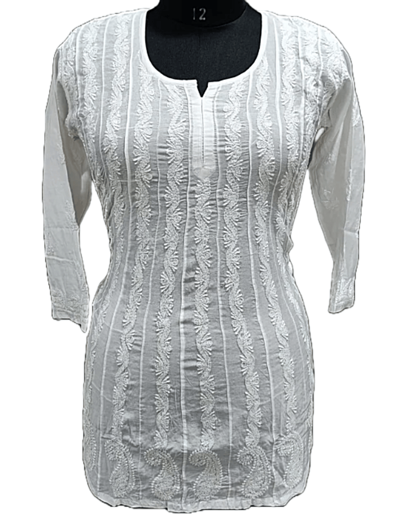 White Chikankari Kurta with White Embroidery