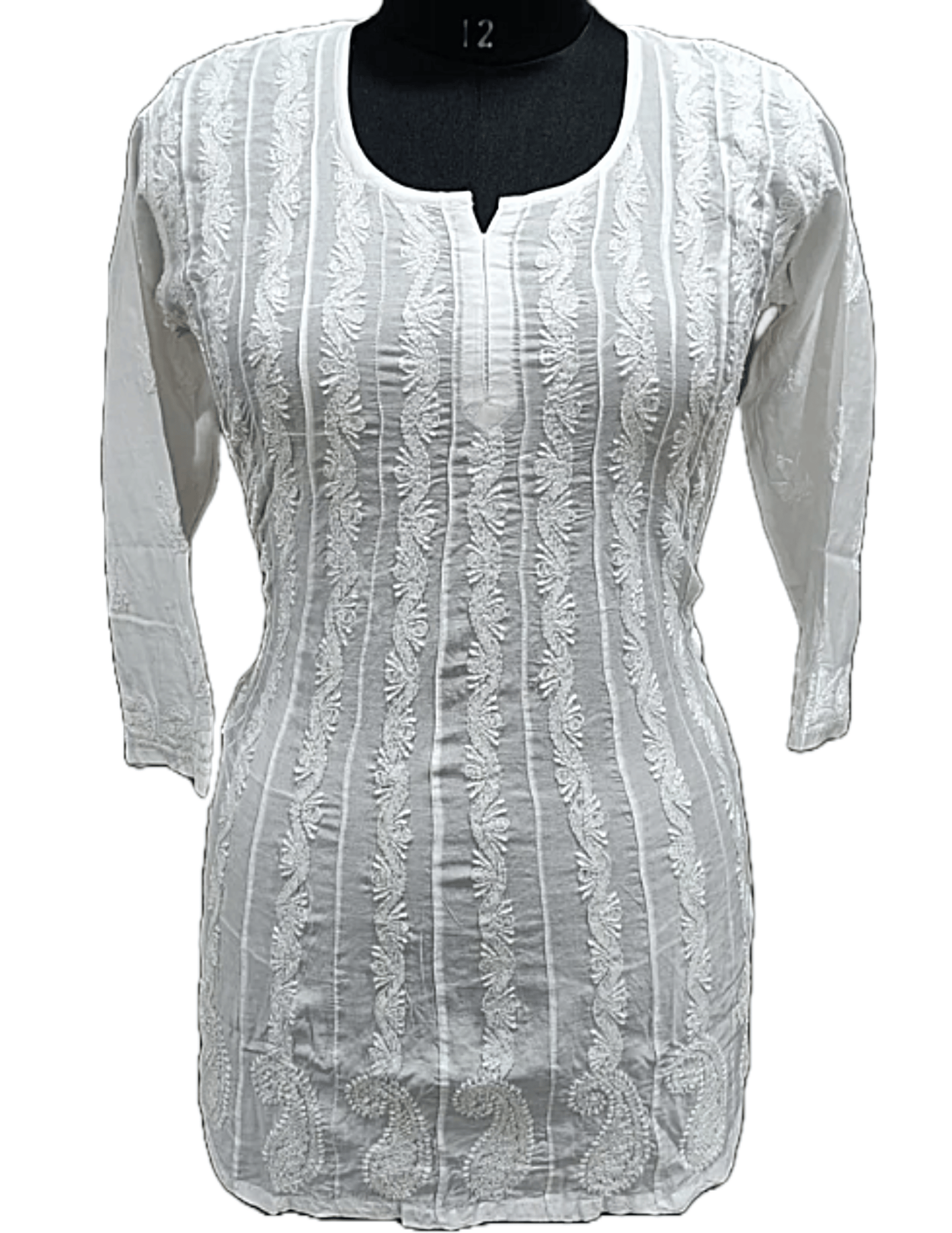 White Chikankari Kurta with White  Embroidery