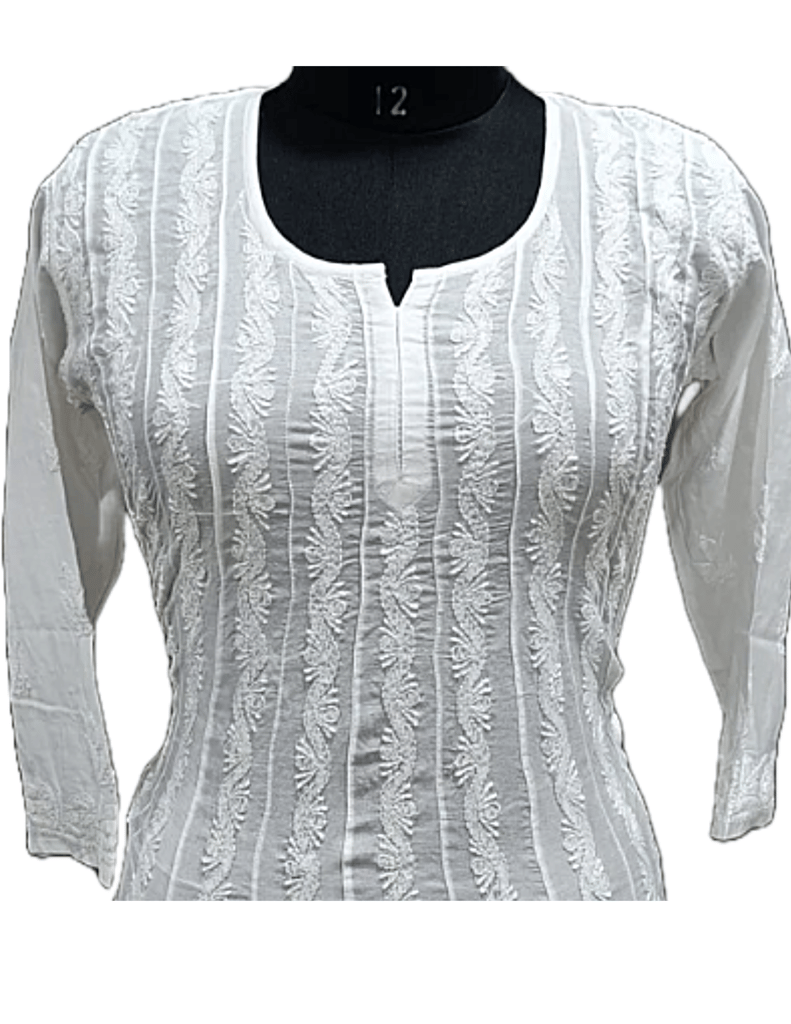 White Chikankari Kurta with White Embroidery