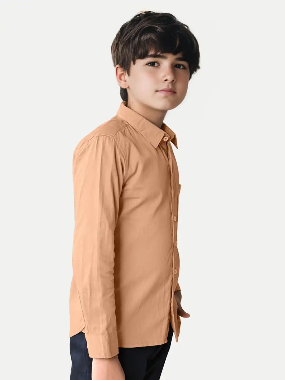Teen Boys Orange Solid Casual Shirts
