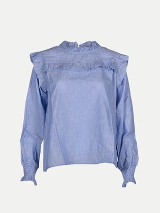 Women Casual Frilled Blouse- Light Blue Colour Women Casual Frilled Blouse- Light Blue Colour