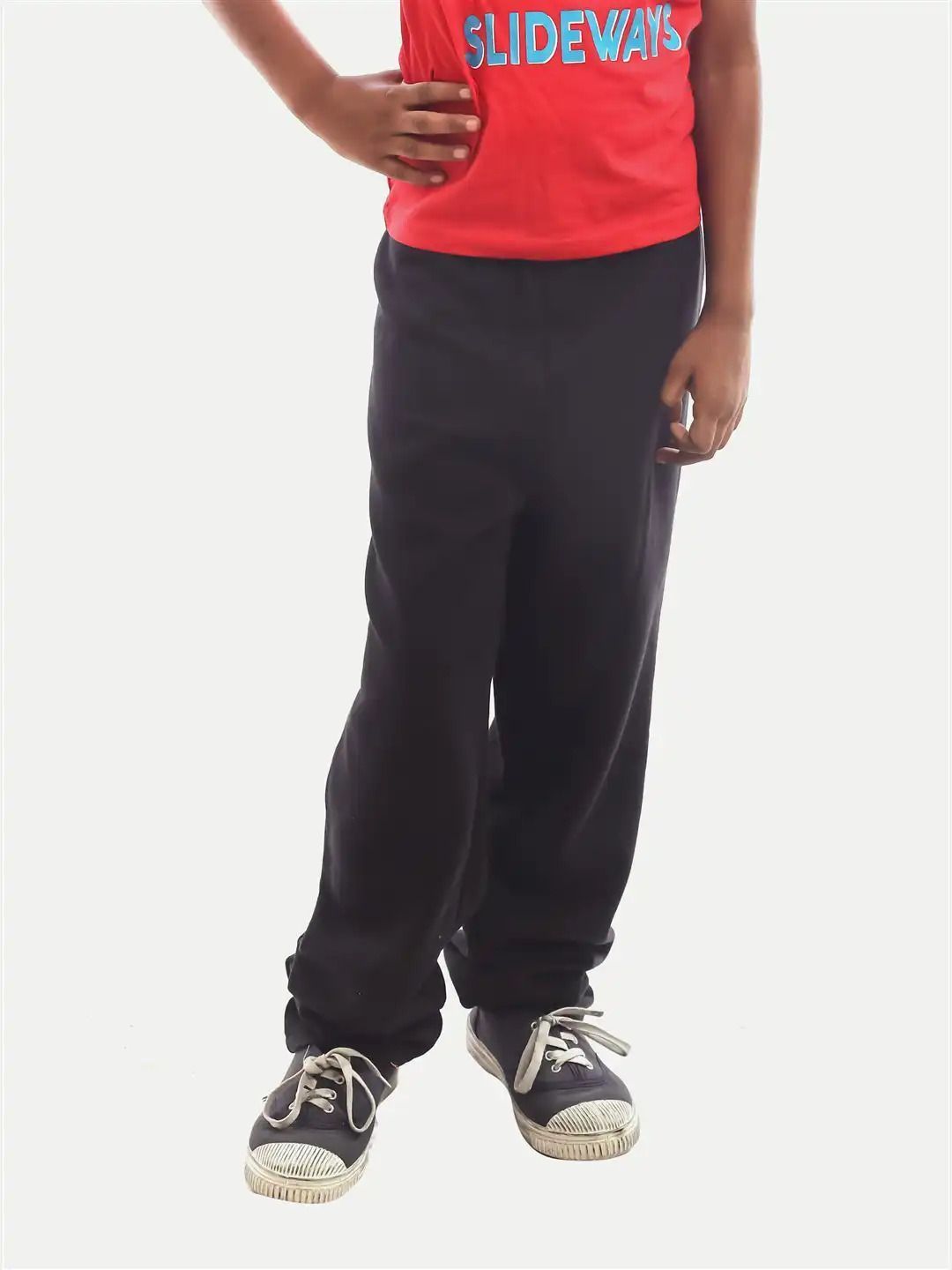 Teen Boys Comfy Black Solid Cotton Pants