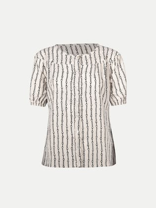 Women White Stripe Printed Tops Women White Stripe Printed Tops