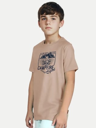 Teen Boys Beige Graphic Print T-Shirt