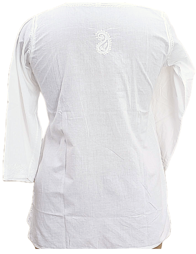 White Chikankari Kurta with White Embroidery