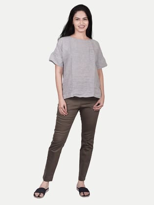 Women Olive Woven Leggings