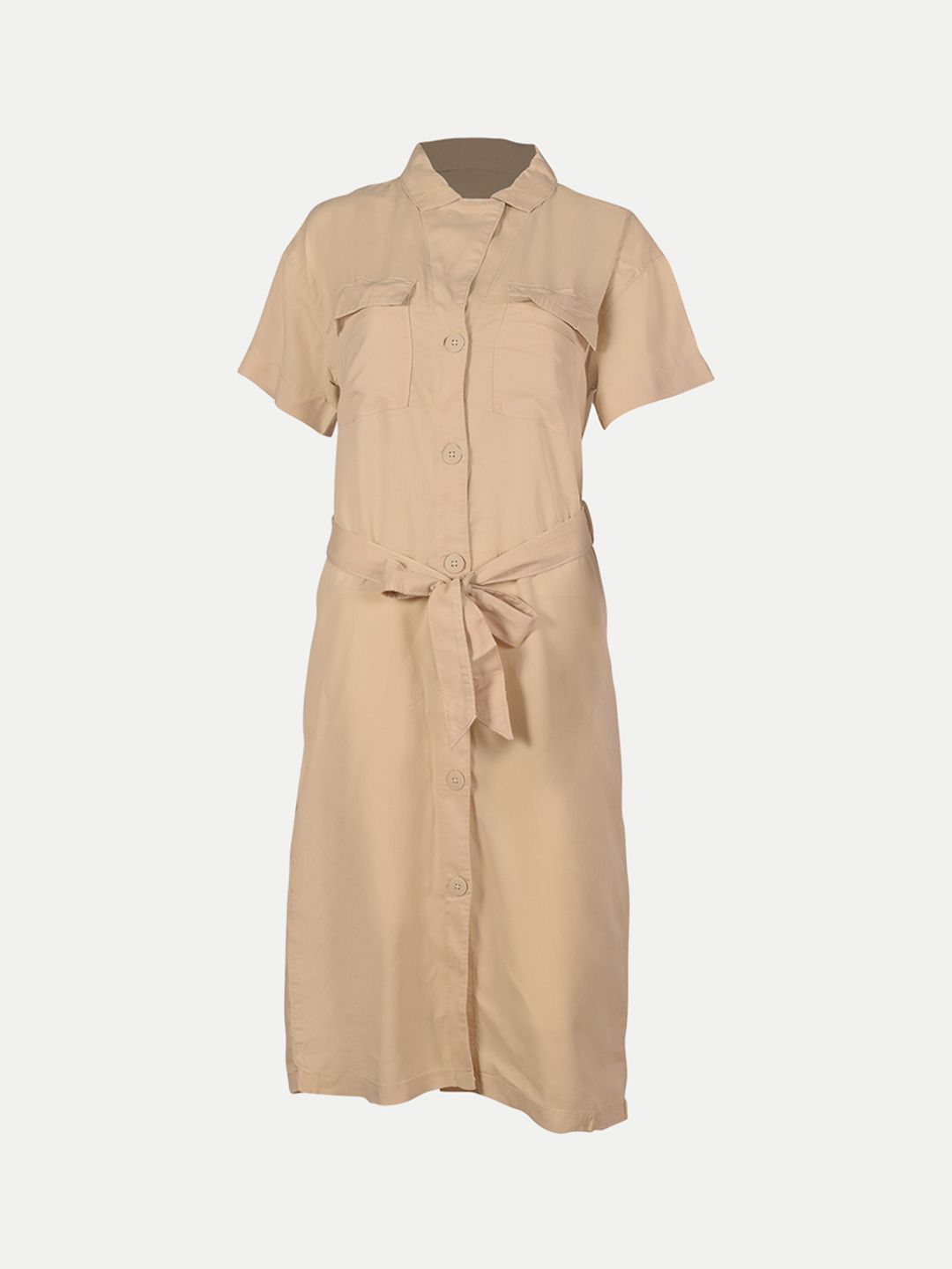 Women Cream Solid long Woven Dress