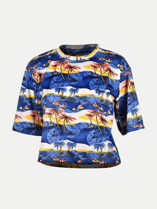 Women Blue Trees Digital Print Croptops