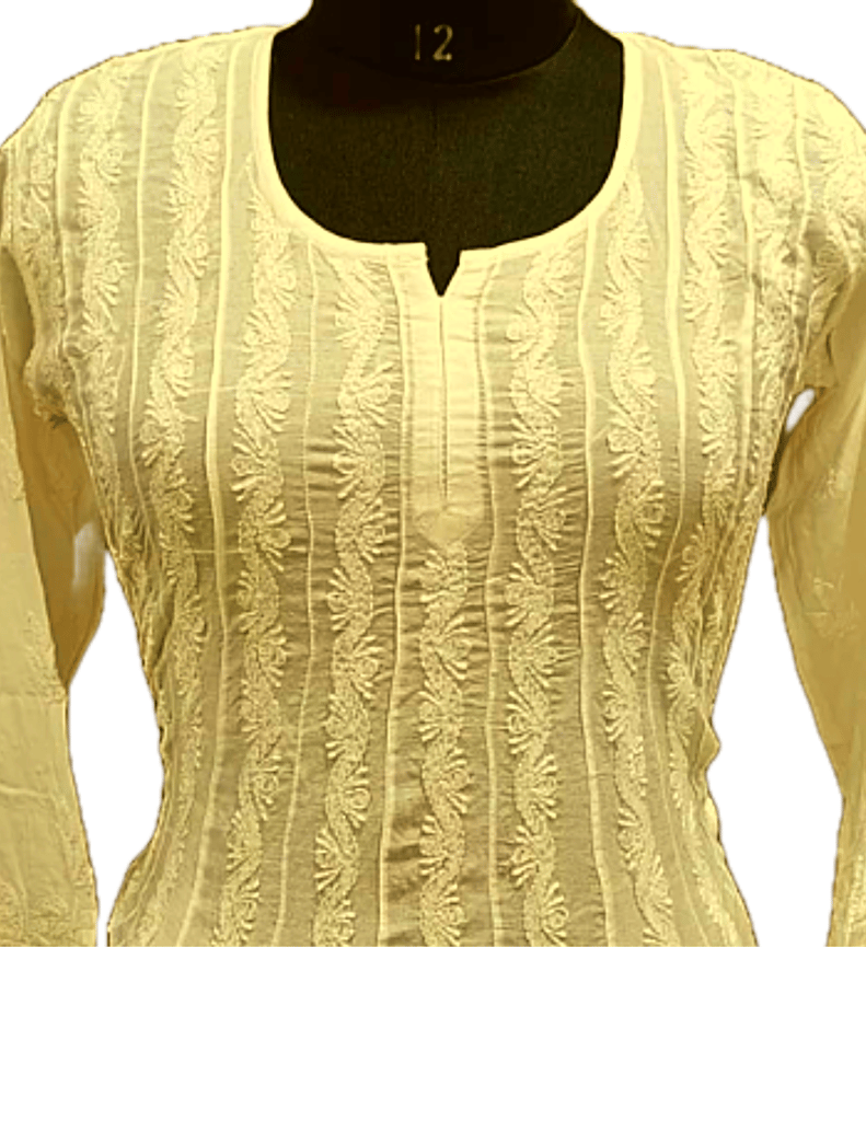 White Embroidery Chikan Short Kurta