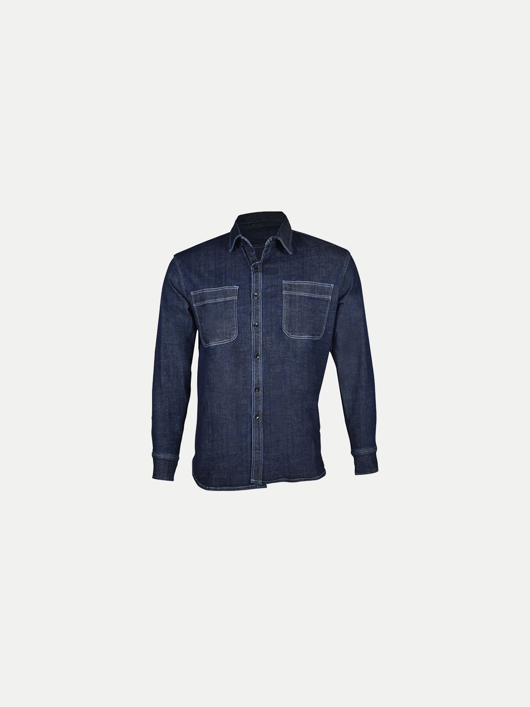Men Dark Blue Washed Full Sleeves Denim Shirt