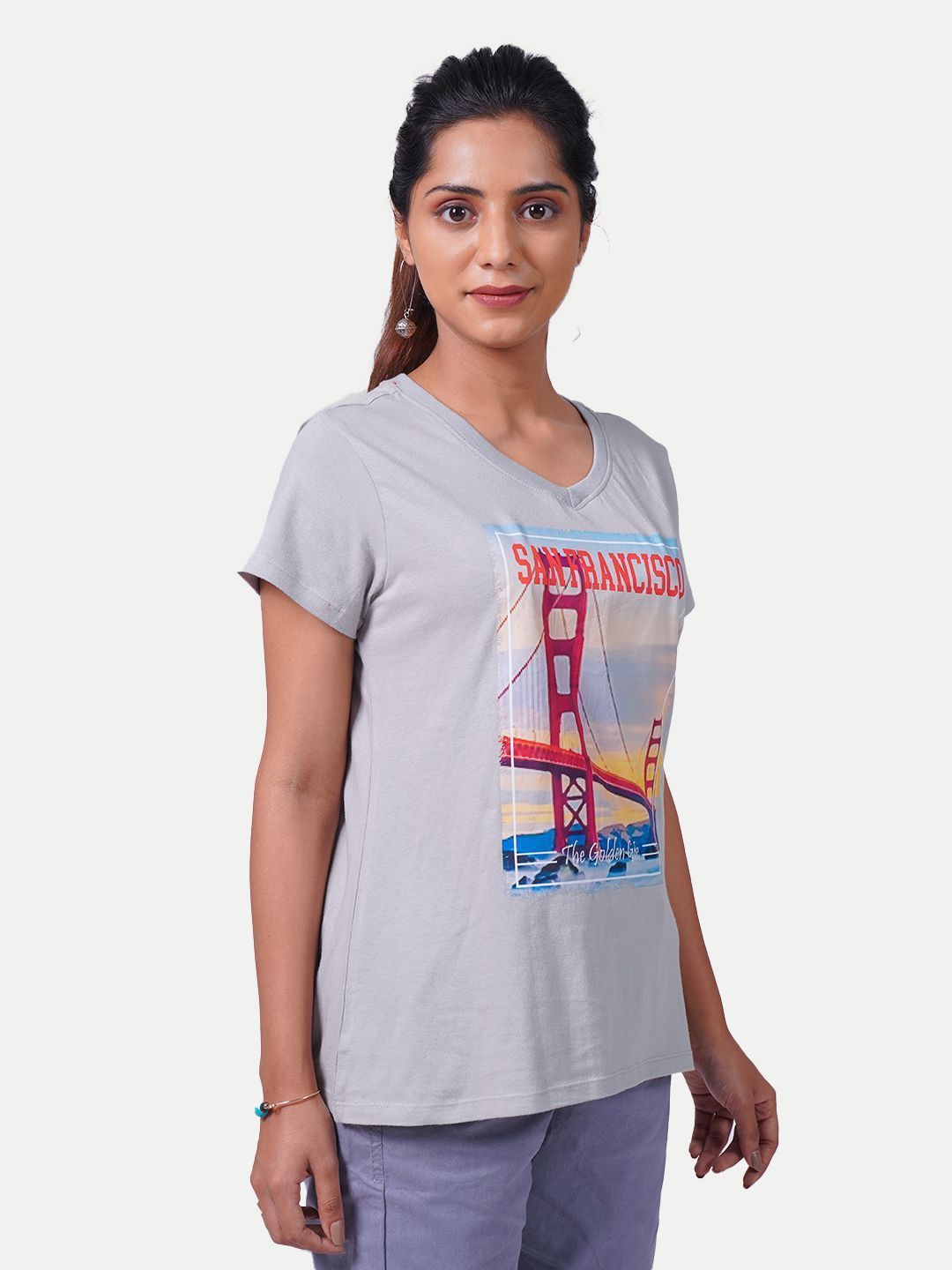 Women Lilac Printed T-shirt