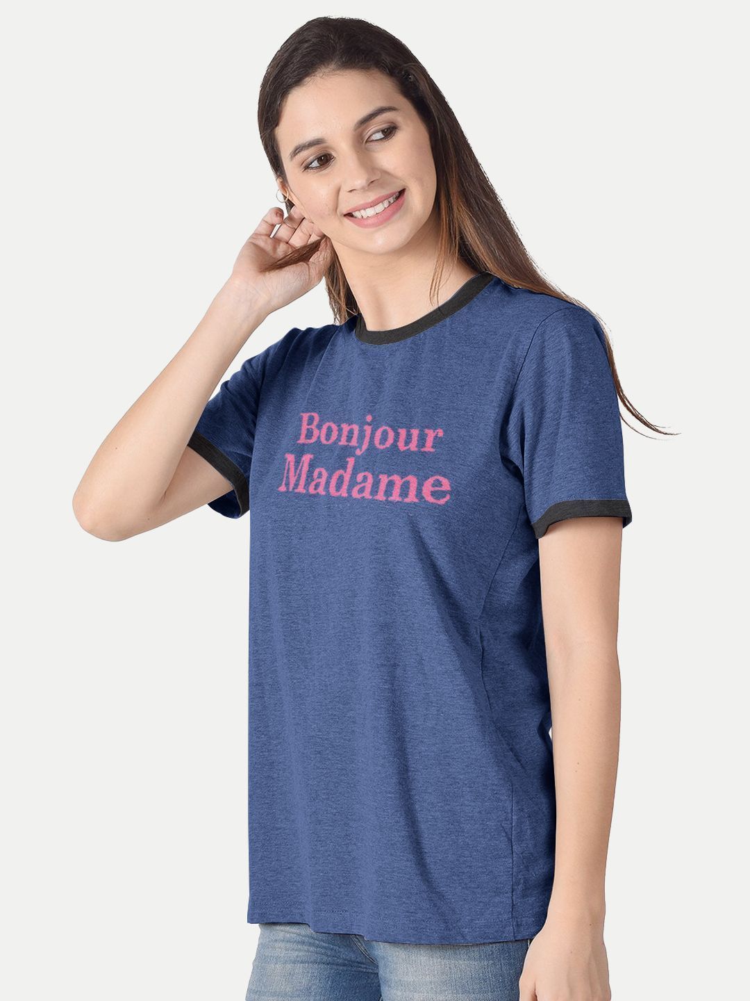 Women Blue Printed Ringer T Shirts