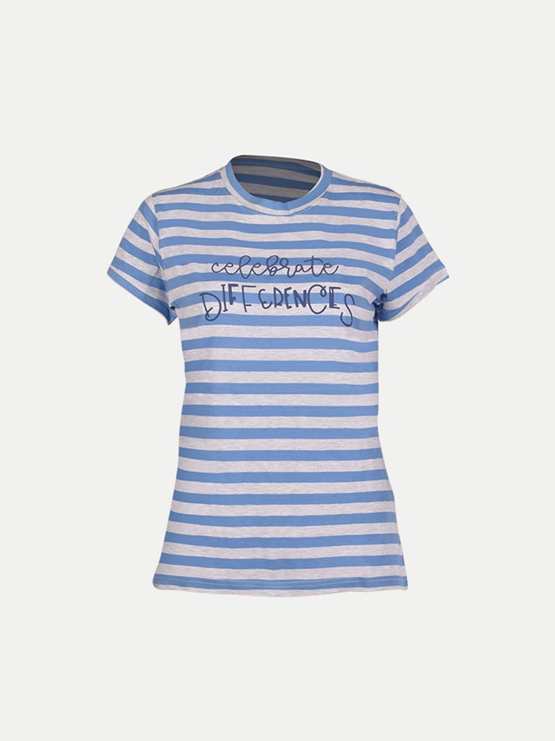 Women Royal Blue Stripe Prined T- Shirts