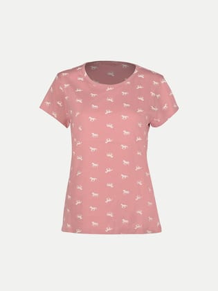 Women Coral All Over Printed T- Shirts