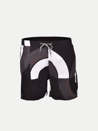 Men Black Printed Polyester stylish beach shorts