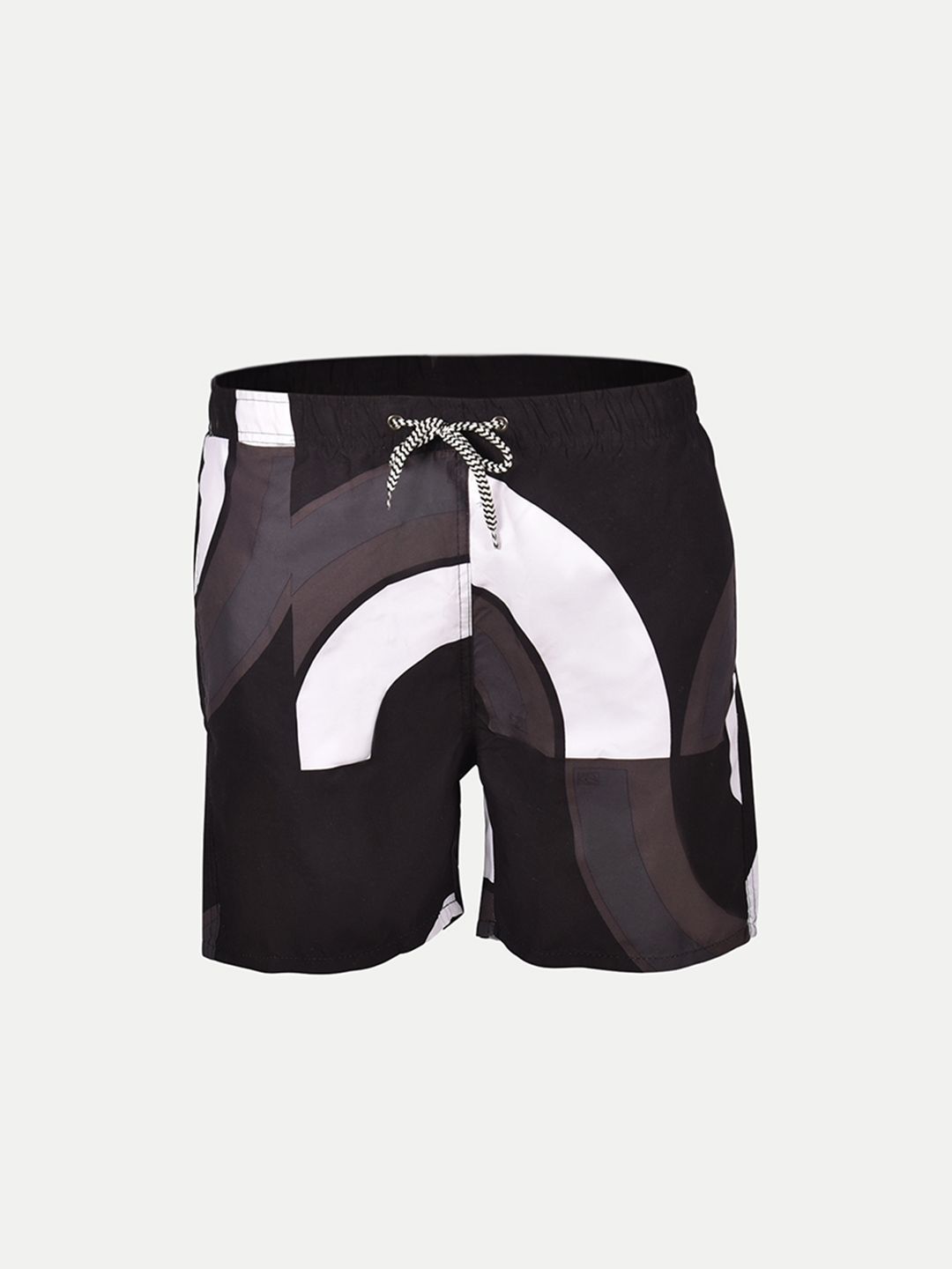 Men Black Printed Polyester stylish beach shorts