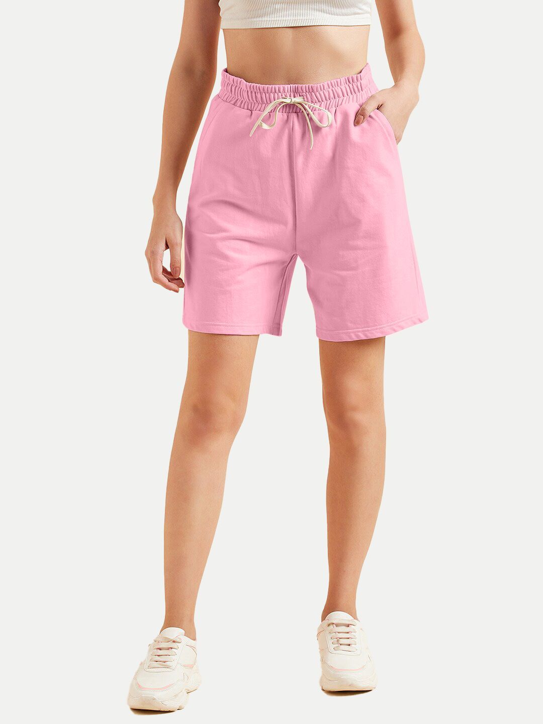 Womens Pink Solid  Shorts