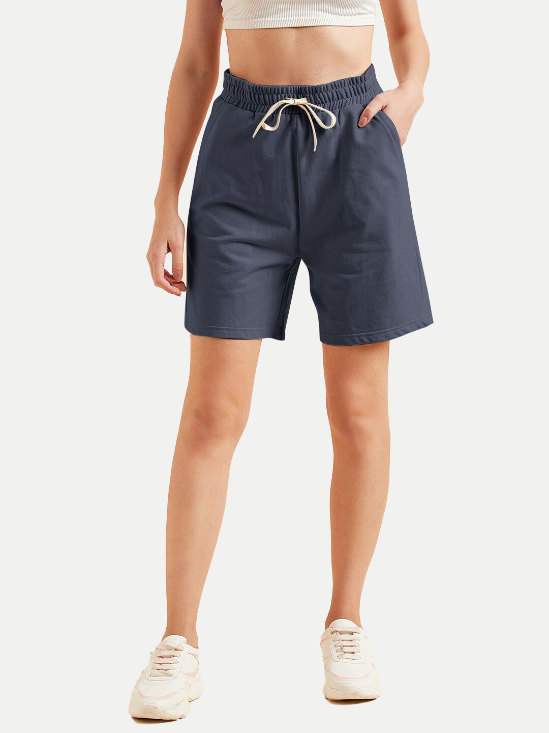 Womens Black Solid  Shorts