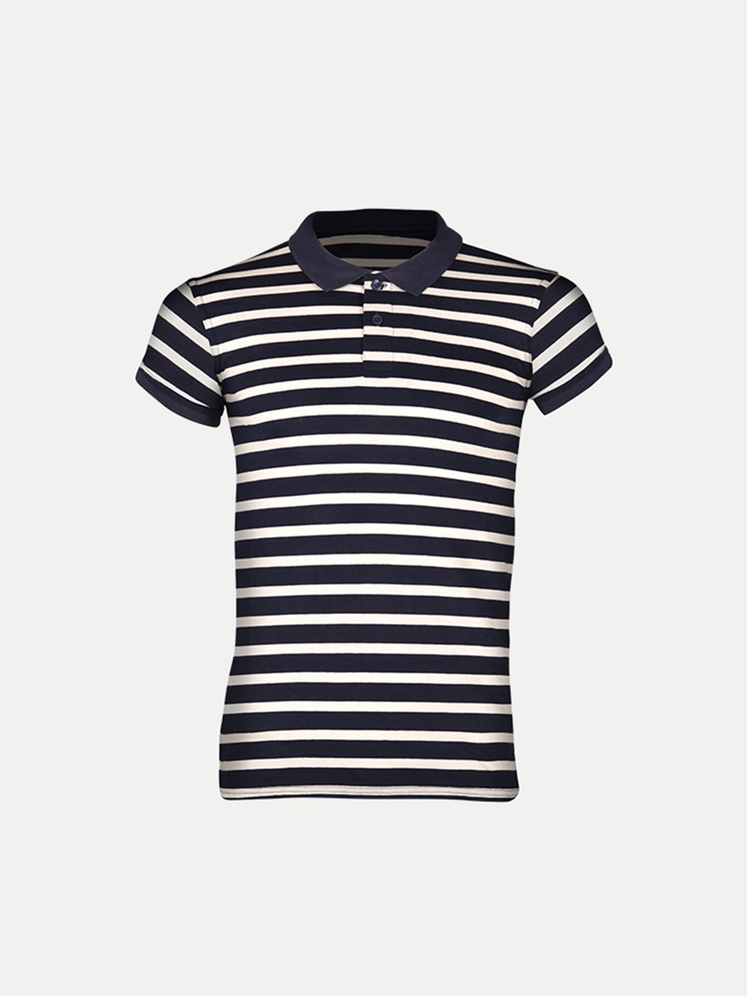 Mens Dark Navy Fashion Striped Cotton Polo T-shirt