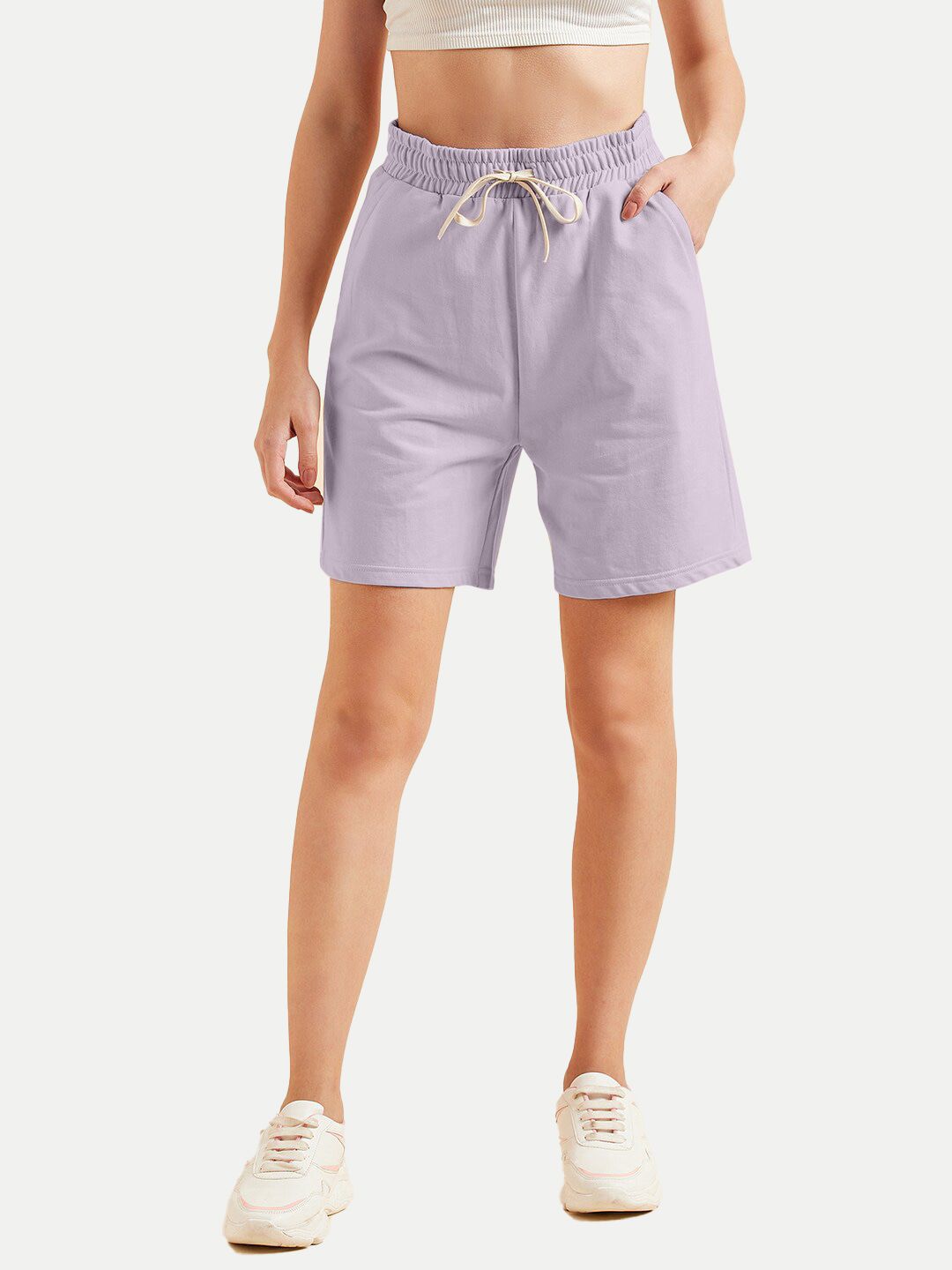 Womens Lilac  Solid  Shorts