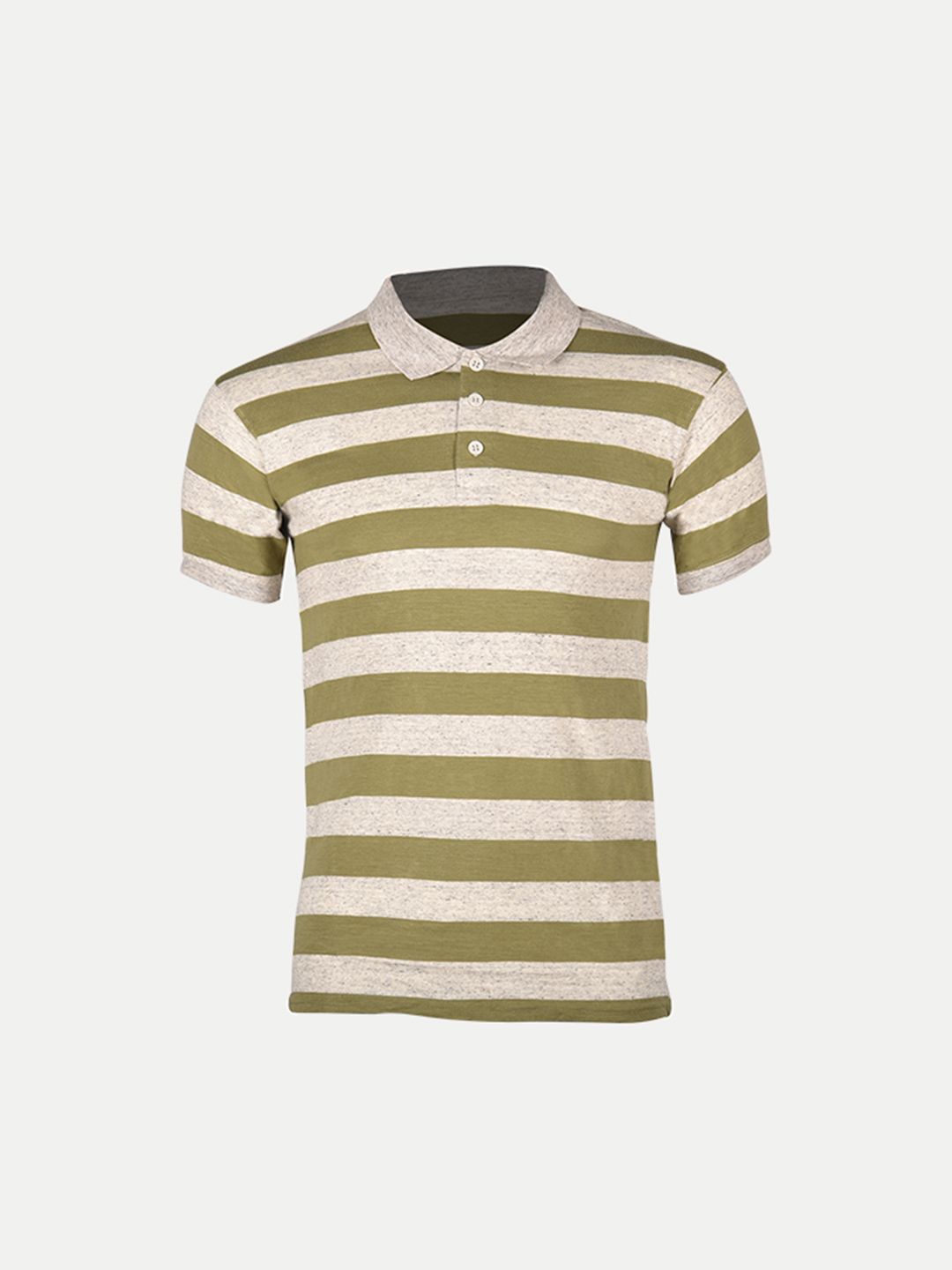 Mens Apple Green Fashion Striped Cotton Polo T-shirt