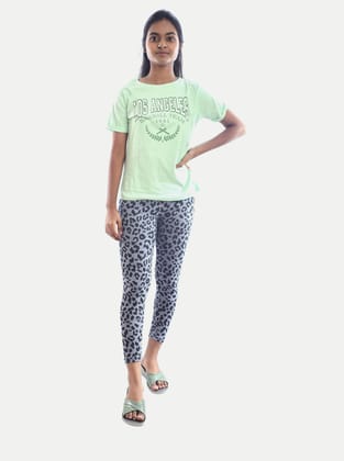 Women Blue Printed Leggings Women Blue Printed Leggings