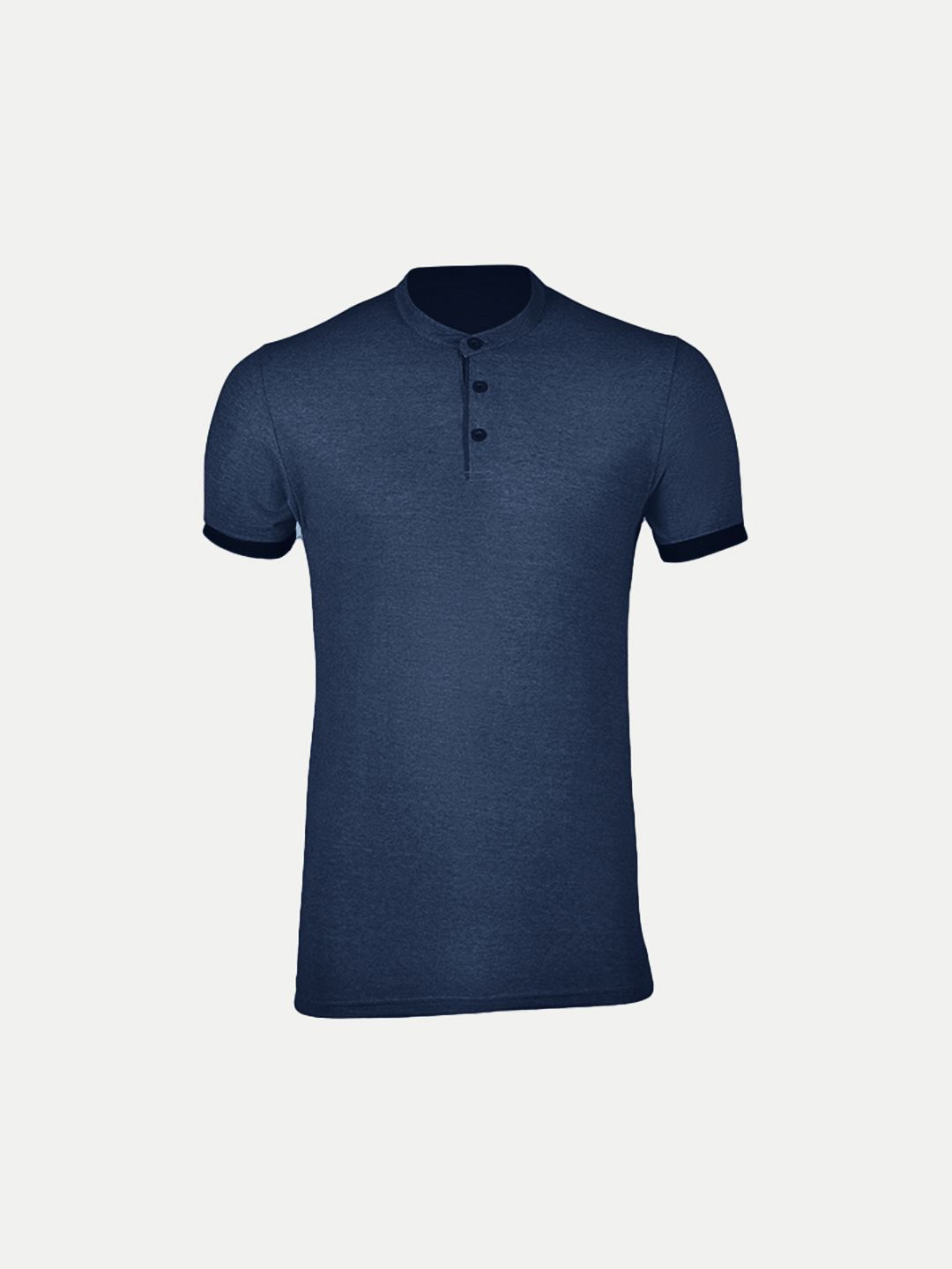 Men Solid Tees Henley Neck- Navy Colour