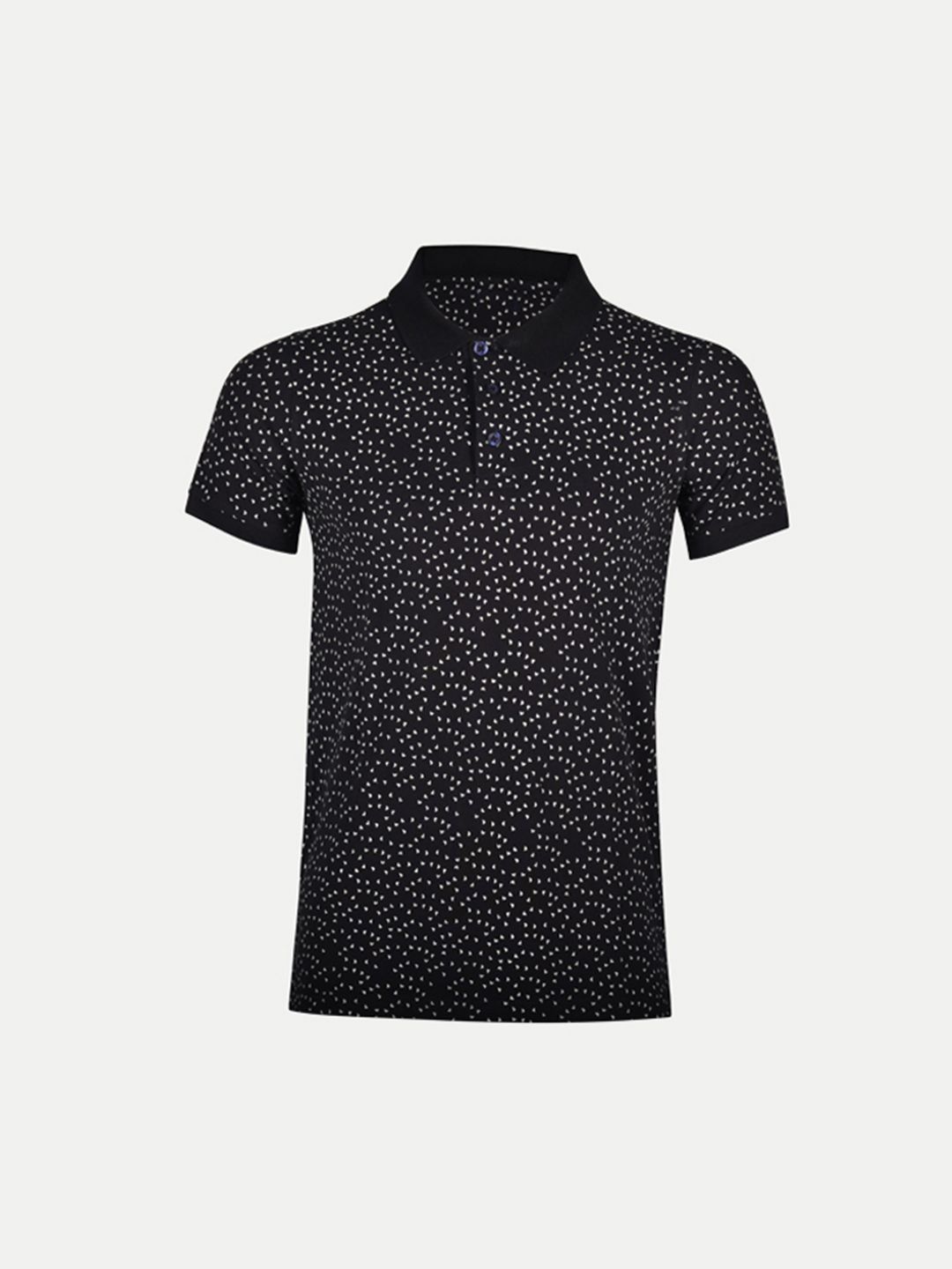 Men Black Cotton Printed Polo T-shirt