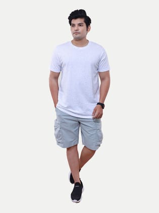 Men Basics Solid White Crew Neck Cotton T-shirt