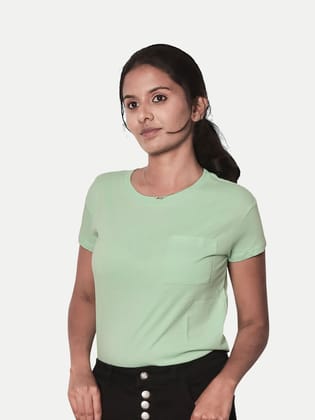 Women Sage Green Solid Half Sleeve T-shirt