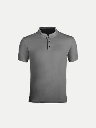 Men Black Cotton Polo collared T-shirt