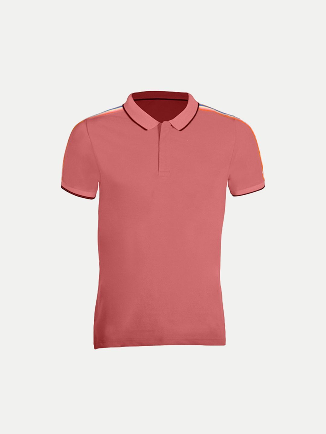 Men pink Cotton Contrast Tipping Polo T-shirt