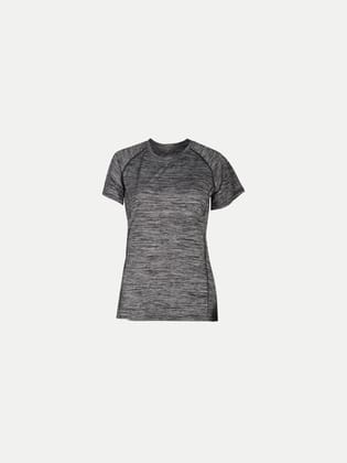 Women Grey Melange Half Sleeve Crew Neck T-shirt