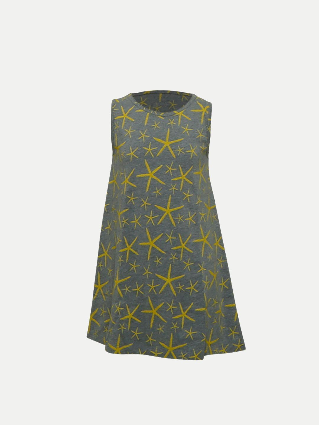 Teen Girls Grey All Over Print-splattered A-line Dress