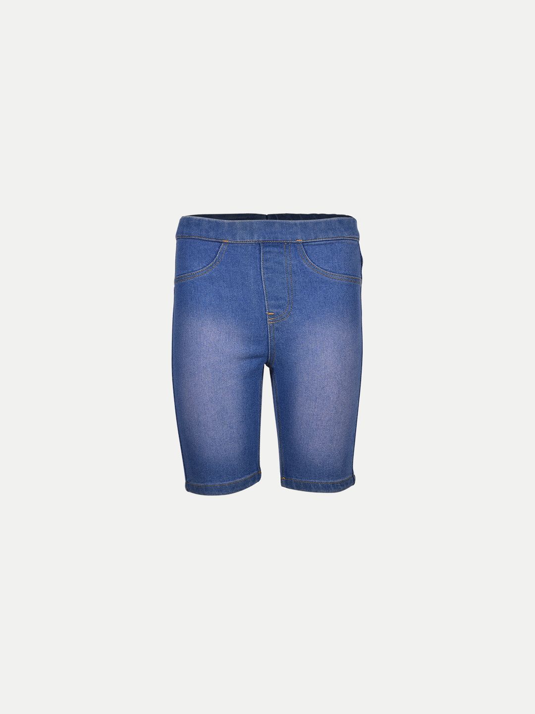 Girls Blue Washed Elasticated Denim Shorts