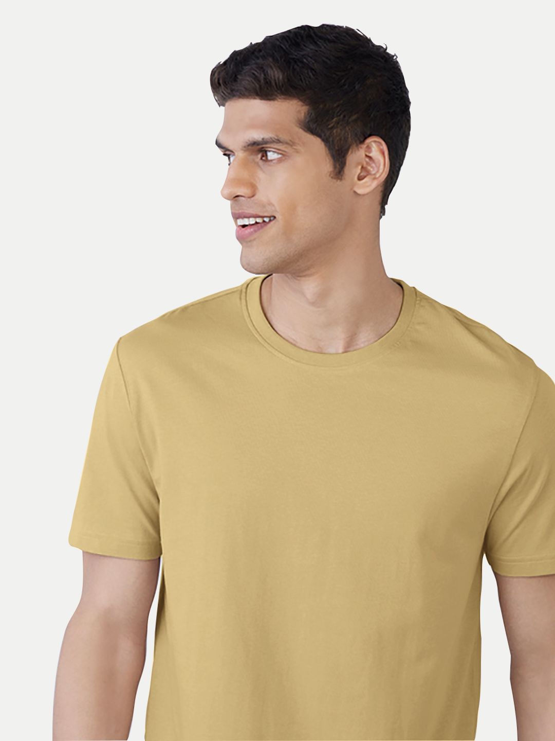 Mens Basic Sand Crew Neck T Shirt
